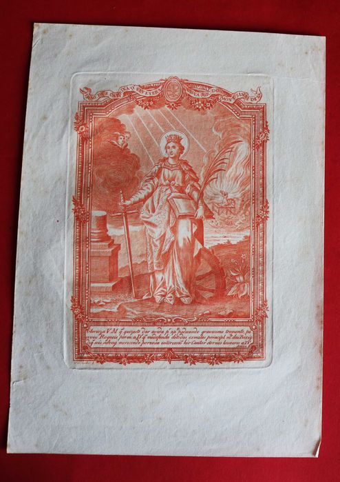 Santa Catarina na Igreja do Monte Sinai Lisboa gravura XVIII