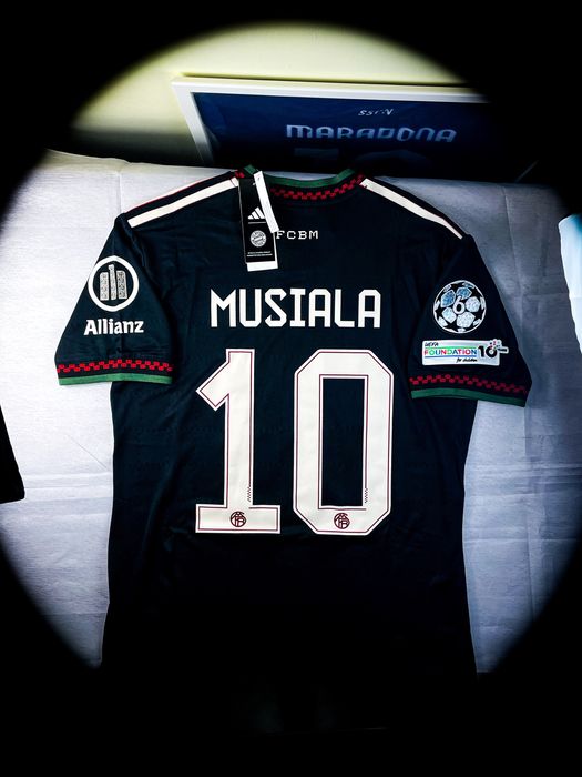 (S) Musiala 10 Bayern Monachium 2025/2026 Liga Mistrzów Adidas Jersey Nowa Czarna Sportowa Wyjazdowa Koszulka Piłkarska T-shirt | Champions League