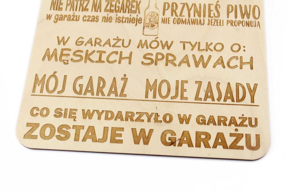 Drewniana tabliczka ZASADY GARAŻU prezent