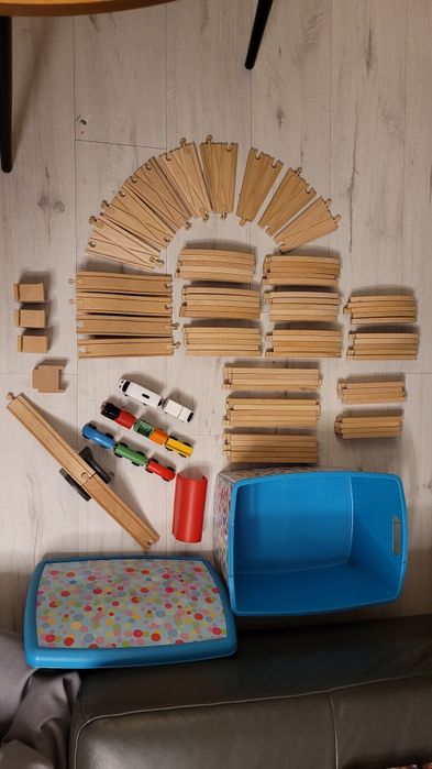 Kolejka drewniana Ikea, pociągi, tory, rozjazdy, wiadukty mega zestaw