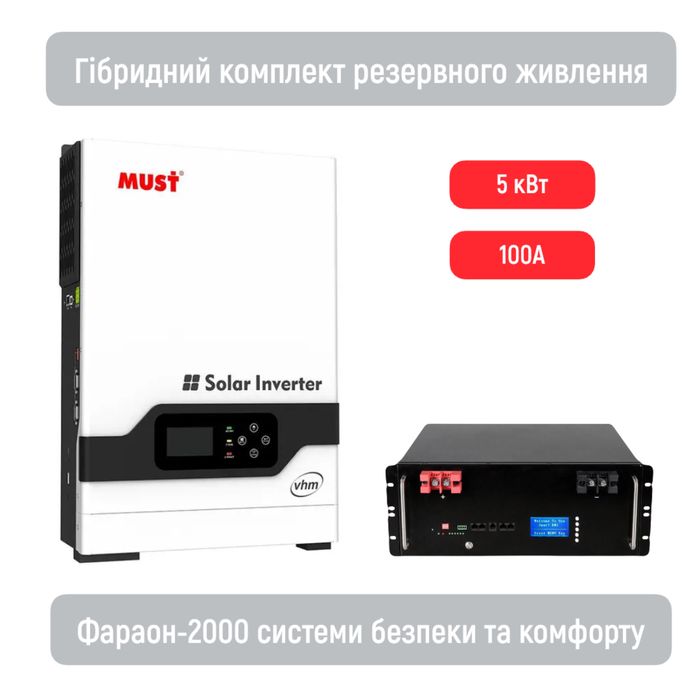 В наявності! Комплект інвертора MUST EXP 6кв з батареєю 5КВ Lifepo4