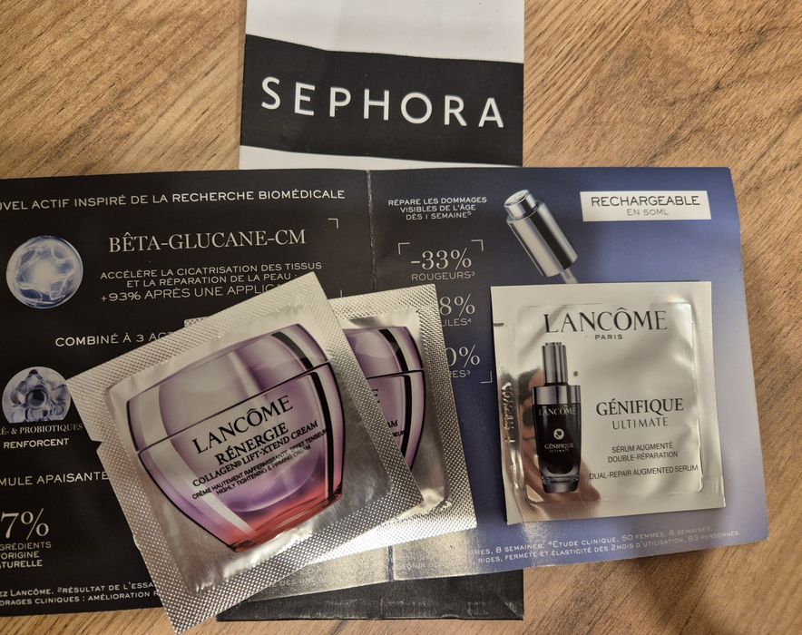 2 kremy i serum! Nowe z Sephora! LANCOME Renergie Collagen Lift Cream 2 x 1 ml i Genifique Ultimate 1 ml