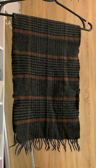 Pure new wool szal szaik wełniny wełna 100% brązowy krata