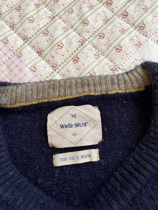 Granatowy zimowy ciepły sweter gruby S 36 M 38 white stuff 80% wełna