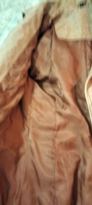 Casaco couro Quebramar camel cintado