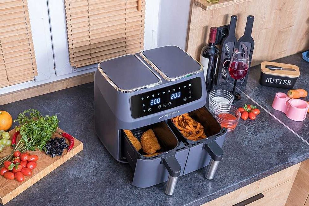 Frytkownica 8L 2500W beztłuszczowa ARTRONIX Air Fryer  GRAFITOWA 2x 4L