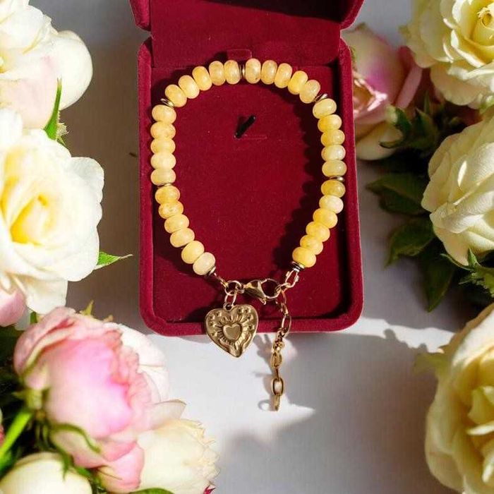 Bransoletka z naturalnego kamienia cytrynowy jade.