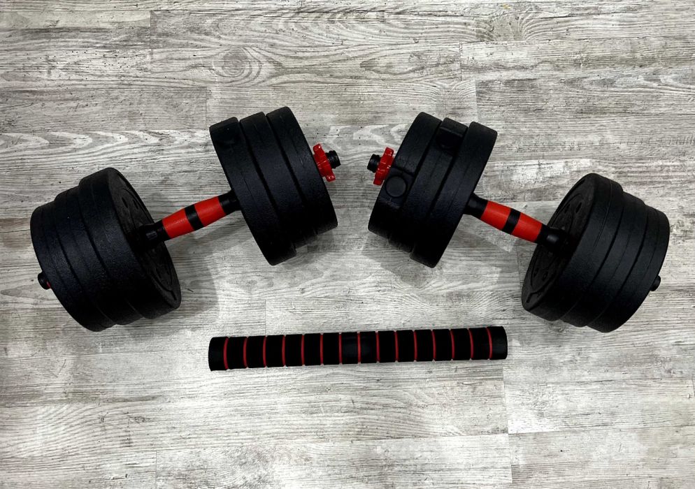 Zestaw Hantli Bitumicznych Sztanga Gryf 20kg Ciężarki do Domu Zaciski
