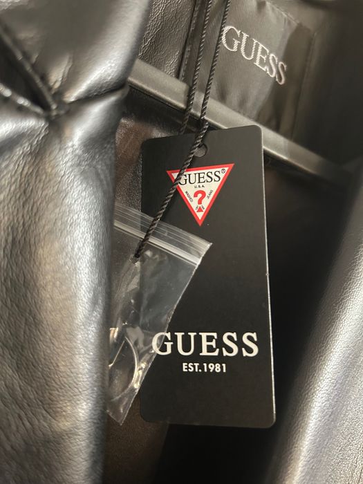 Żakiet marynarka Guess skórzany czarny