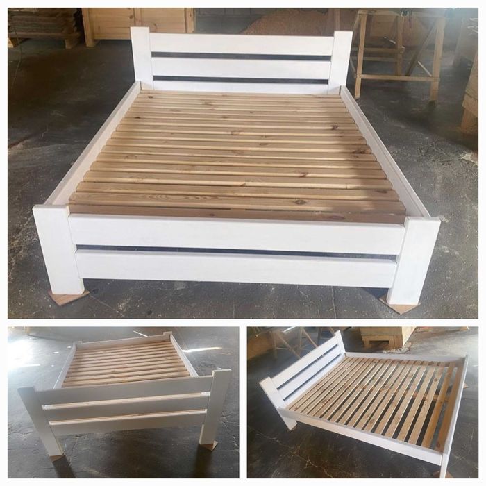 Ліжко двоспальне з масиву натурального дерева (вільха