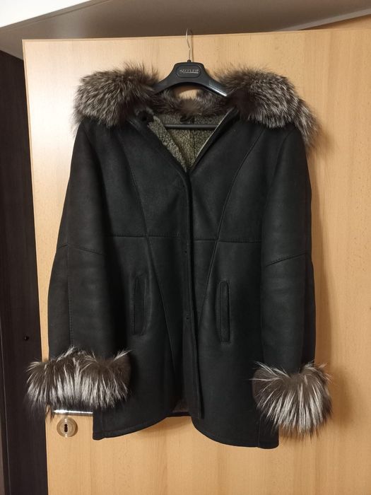 Kożuch, kurtka skórzana z kapturem
