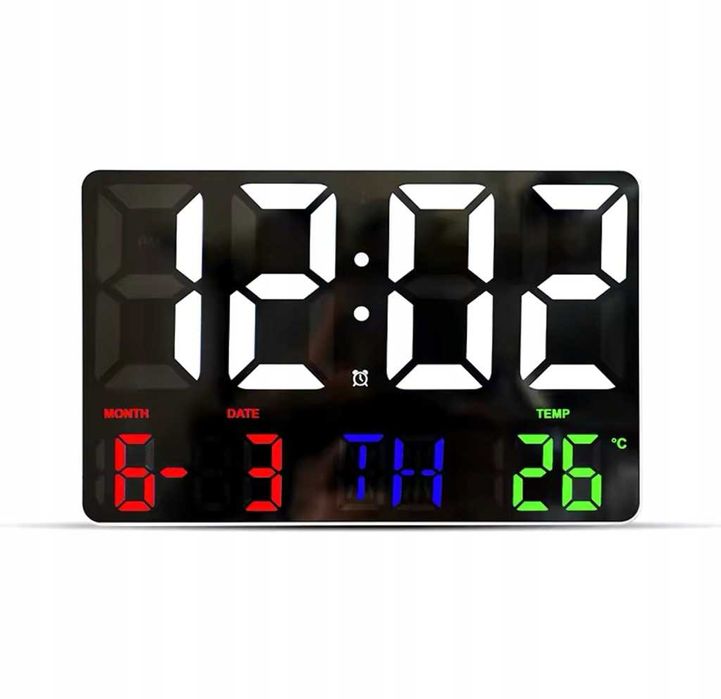 Zegar Cyfrowy Ścienny Biurkowy LCD Data Temperatura Alarm Budzik 24H