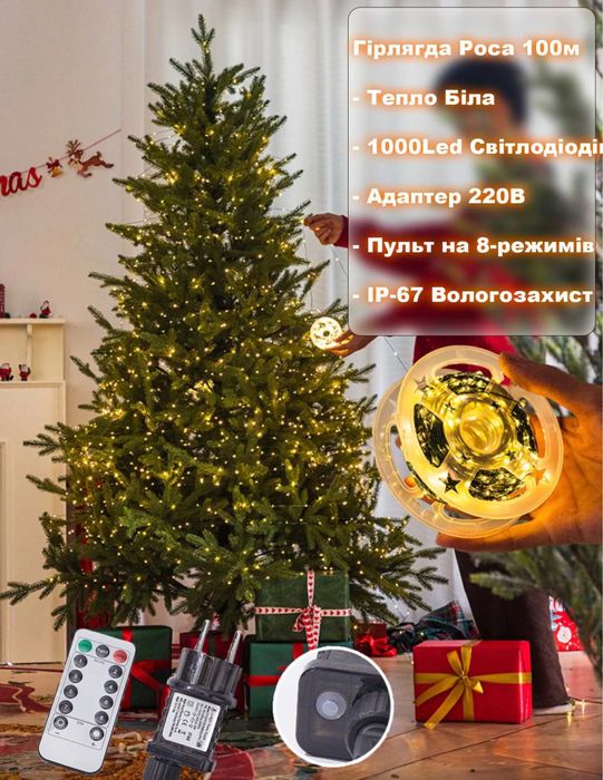 Гирлянда роса 30,50,100 200м мишура ПОЛЬЩА хіт тіктоку кінський хвіст