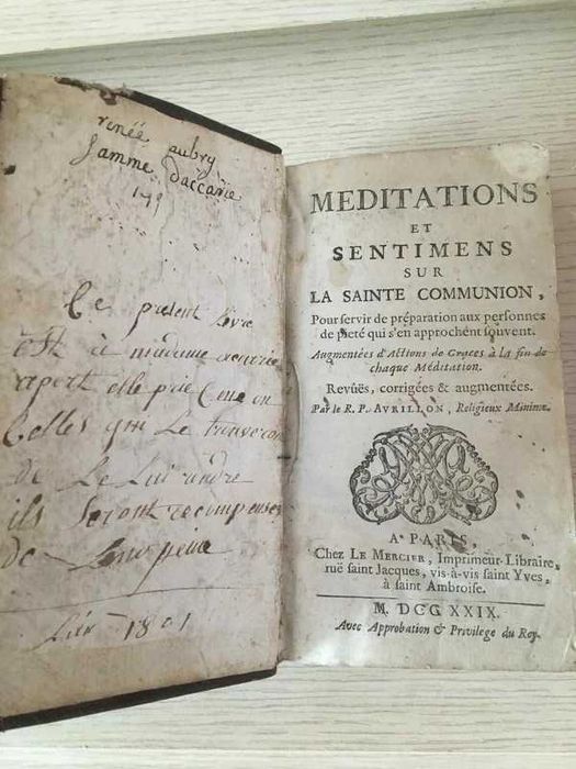 Méditations et sentimens sur la Sainte Communion paris 1765 starodruk