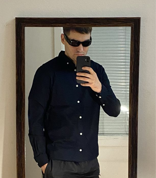 (M) Черная рубашка чорна сорочка zara хлопковая бавовняна