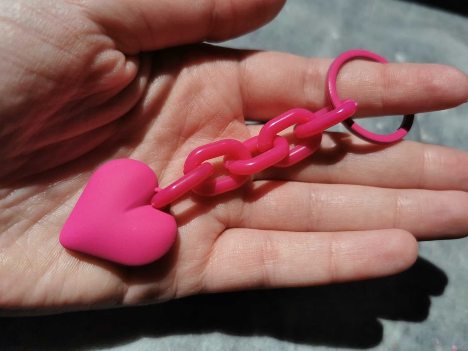 Porta-chaves coração rosa