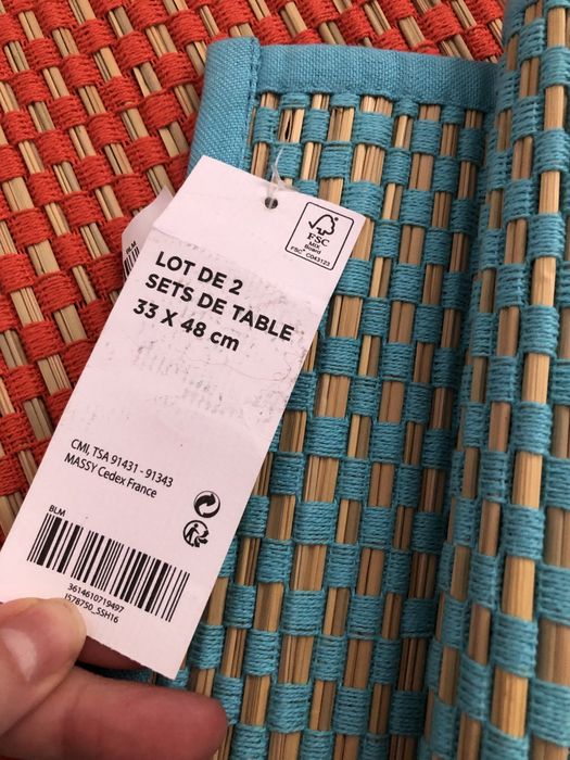 Plecione podkladki na stół pomarańczowe 2 szt set komplet NOWE