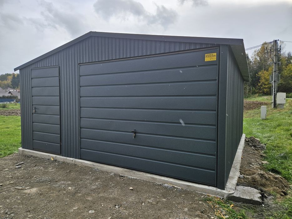 5x6 MAŁ Garaze Blaszane Garaż Blaszany Blaszak Blaszaki Antracyt Okuci