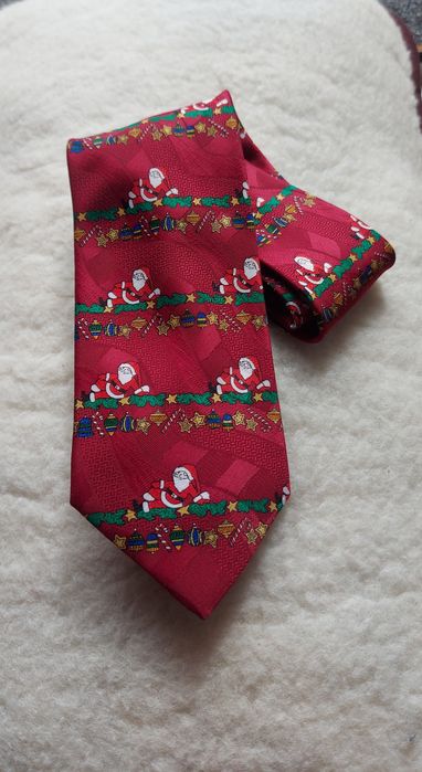 Świąteczny krawat vintage, Święty Mikołaj, bożonarodzeniowy retro novelty