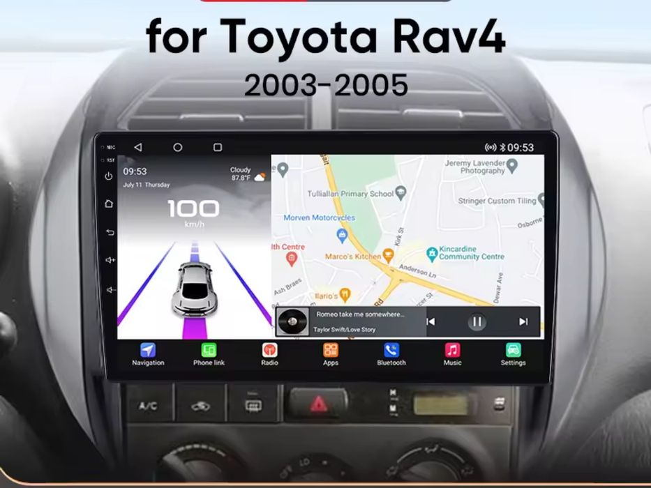 Rádio Android Carplay Wi-Fi Bluetooth RDS GPS Toyota Rav4 2003 a 2005