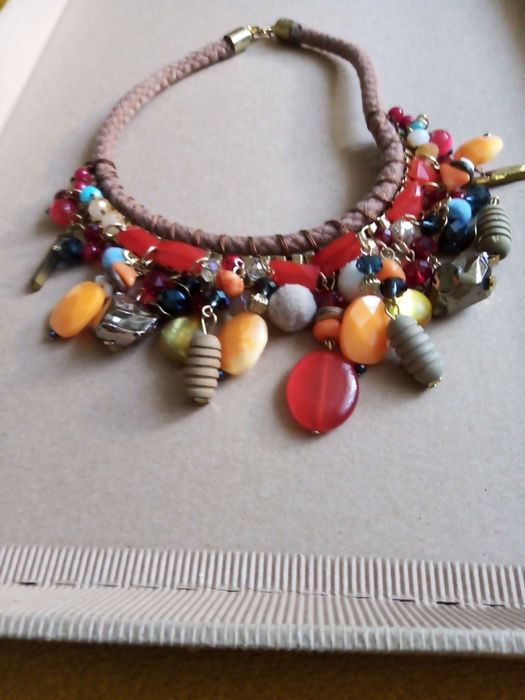 Masywny naszyjnik kolia BOHO ETNO.Kolorowy statement necklace