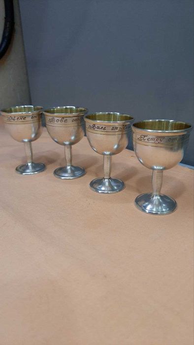 Мельхиоровые рюмки посеребрение ФС5 винтаж СССР