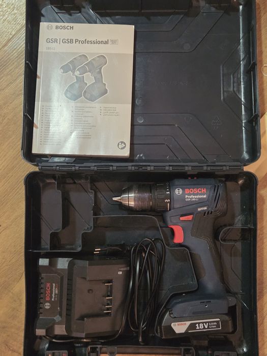 Акумуляторний дриль-шурупокрут  Bosch GSR 185-Li Professional, 1 акб 18V 2 Ah, з/у в чемодане  Bosch GSR 185-LI