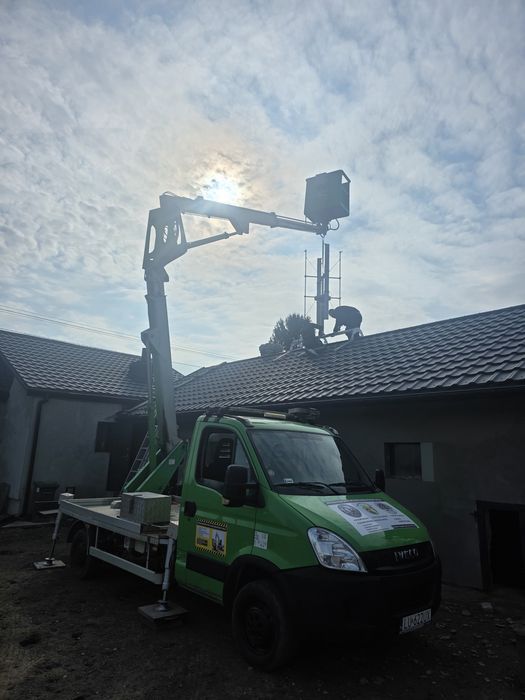 Wynajem podnośnik koszowy  ,uslugi zwyżką od 12m do 30m. Wycinka drzew