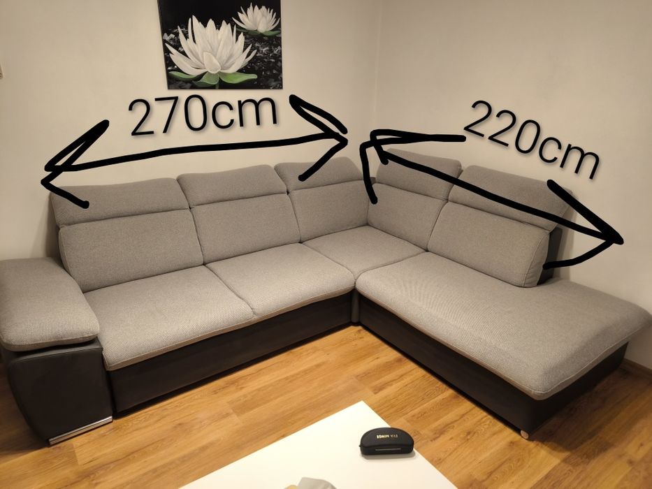 Duży narożnik szary