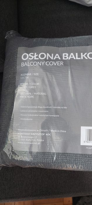 Osłona balkonowa siatka na taras płot mata maskującą 1mx7m okazja