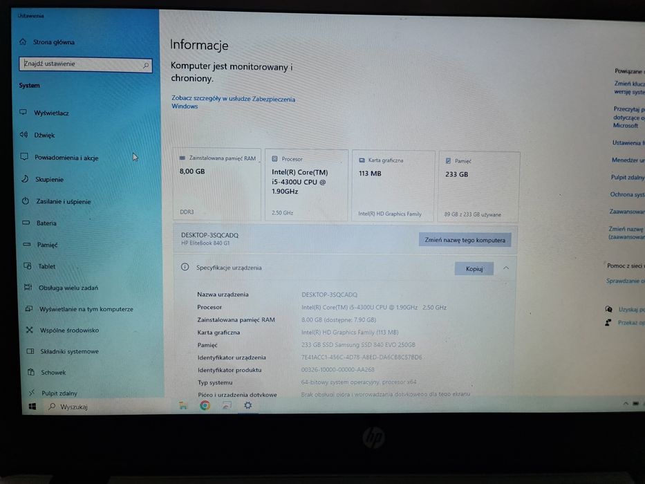 Laptop hp elite book 840 g1 i5 8gb ram 240 ssd