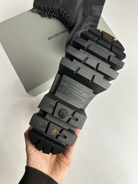 BALENCIAGA Bulldozer boots army fur leather ботинки боты черные кожа