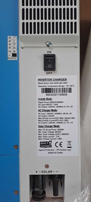 Гібридний інвертор ANENJI ANJ-5KW-48V-WIFI, 48В, 5 кВт В наявності!