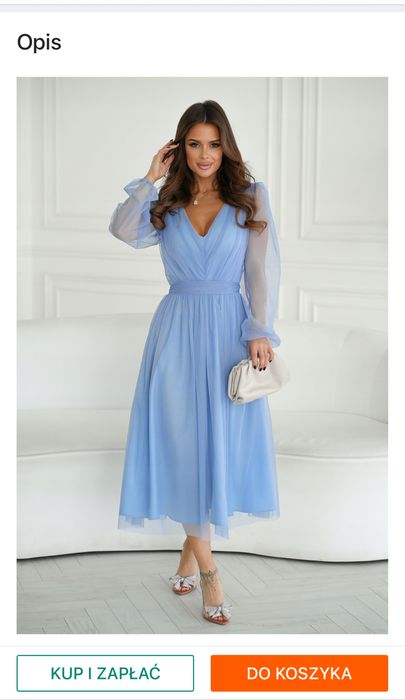 nowa blekitna niebieska szyfonowa sukienka na wesele butik lalala