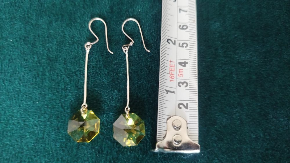 Kolczyki nowe długie srebrne 925 Swarovski Light Topaz