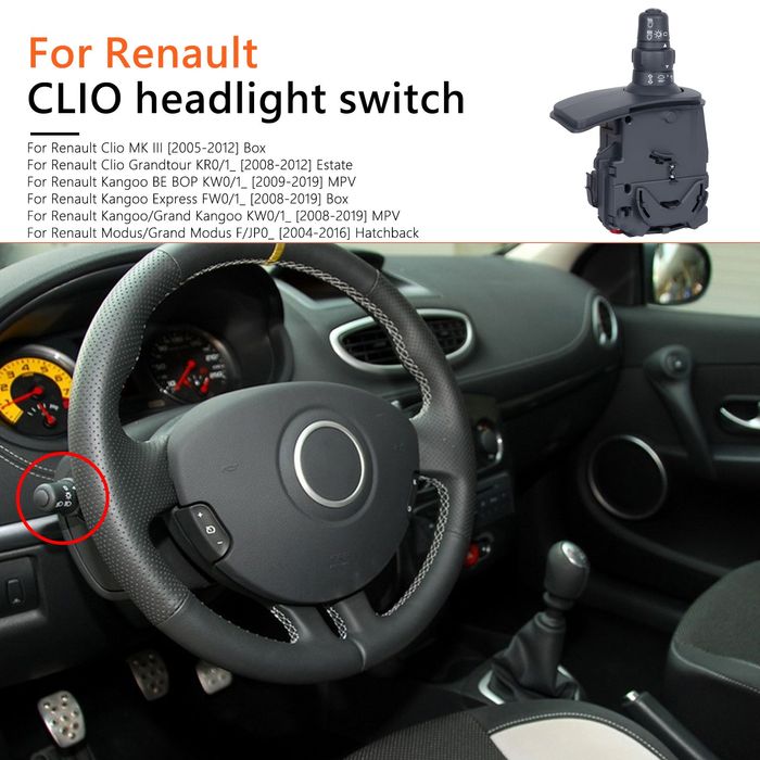 Comutador Manete de Luzes Piscas Renault Clio Kangoo Modus SELADO