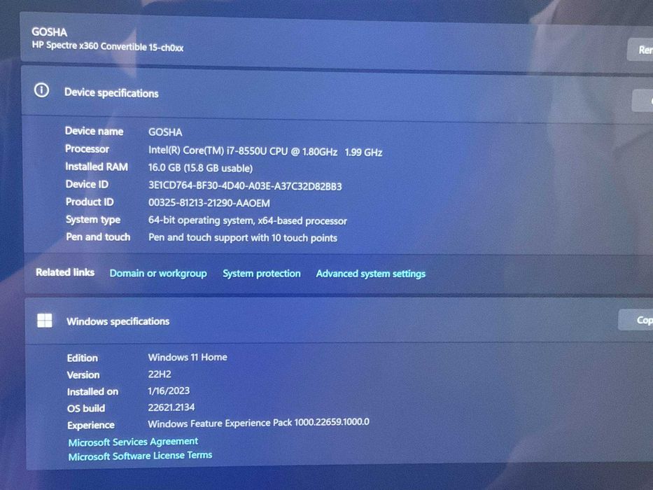 HP Spectre ×360 Convertible 15-inc screen