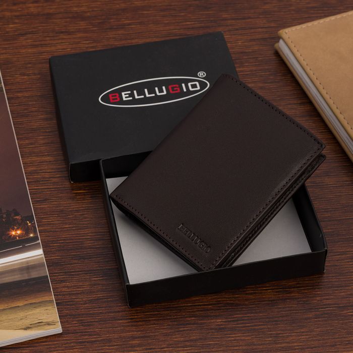 duży portfel portfel męski skórzany bellugio - czekoladowy brąz