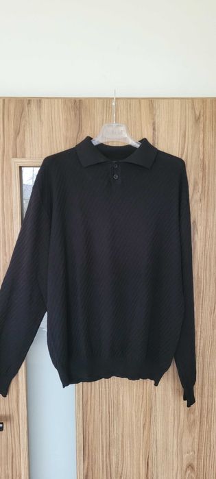 Czarny sweter męski lekki bawełna Adolfo Dominguez, roz S