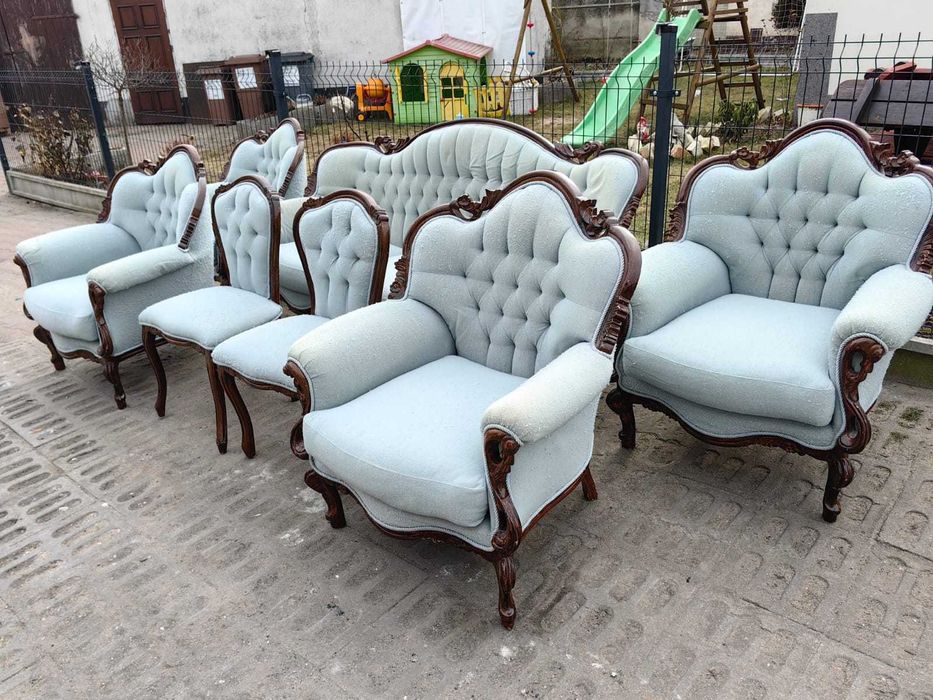 Zestaw wypoczynkowy sofa 3os+ 4x fotel +2x krzesło BAROK ANTYKI