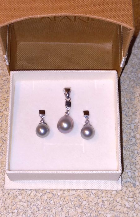 ZESTAW APART SREBRO 925  kolczyki i zawieszka cyrkonia