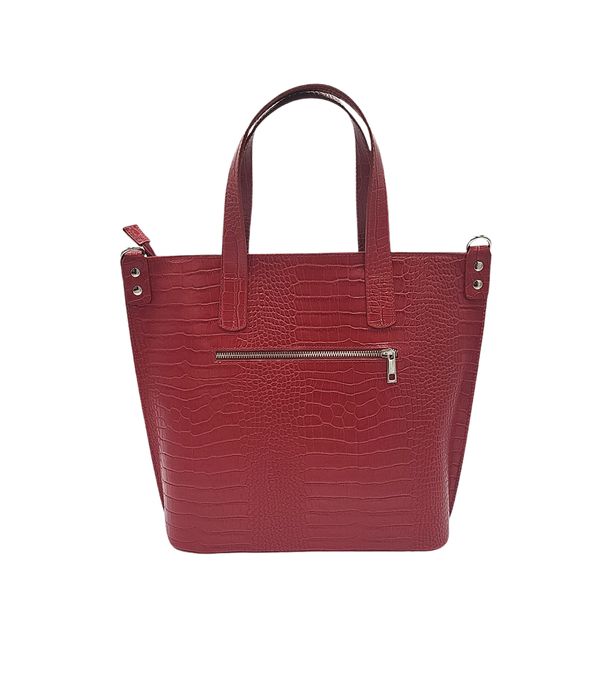 Torebka damska A4 skóra naturalna czerwona kroko LAURA BIAGGI