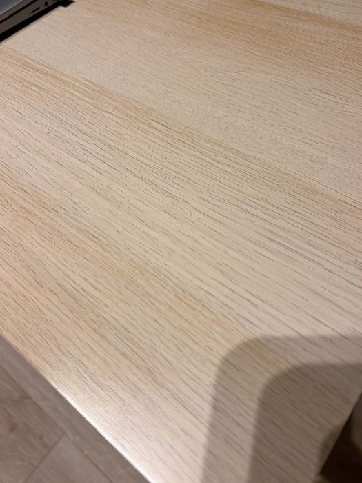 Biurko, biała bejca/imit. dębu, 100x48 cm