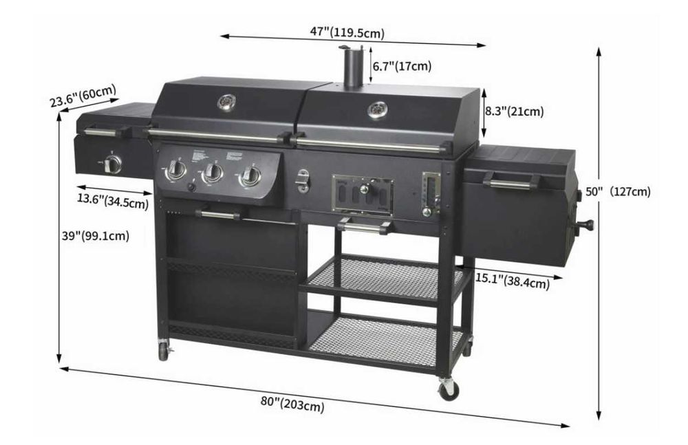 NOWY Grill Gazowo-Węglowy z Wędzarką EL FUEGO ARIZONA SOLIDNY ! ŻELIWO