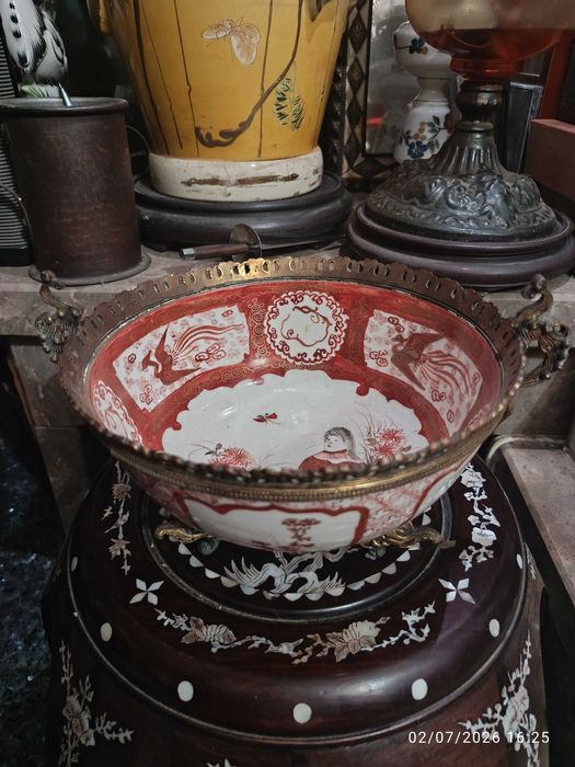 Tigela de porcelana Kutani Japão Séc XIX