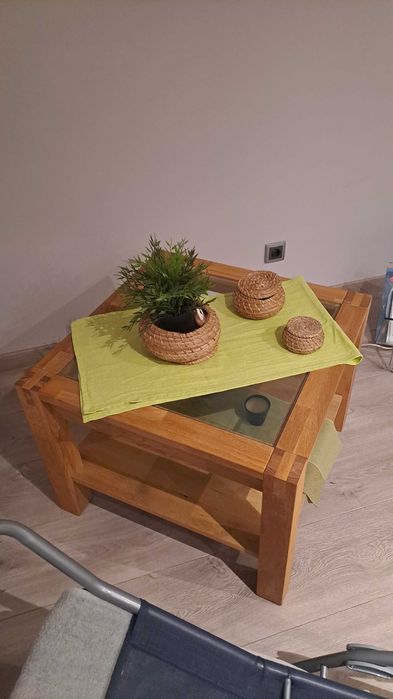 Mesa de Apoio / Centro Tampo Carvalho maciço