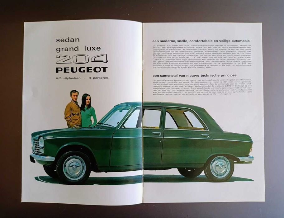 Folheto publicidade memorabilia 1968 Peugeot 204