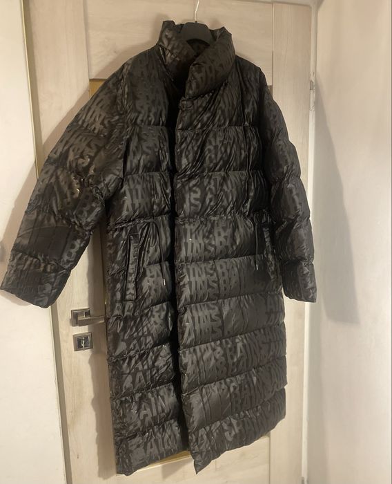Rains Puffer Coat Black Monogram kurtka plaszcz „puchowy”