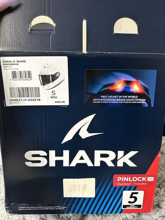 Мотошолом shark skwal I3 blank sp білий. розмір s