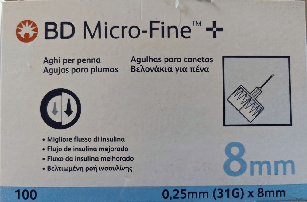 Agulhas 8mm para caneta de insulina